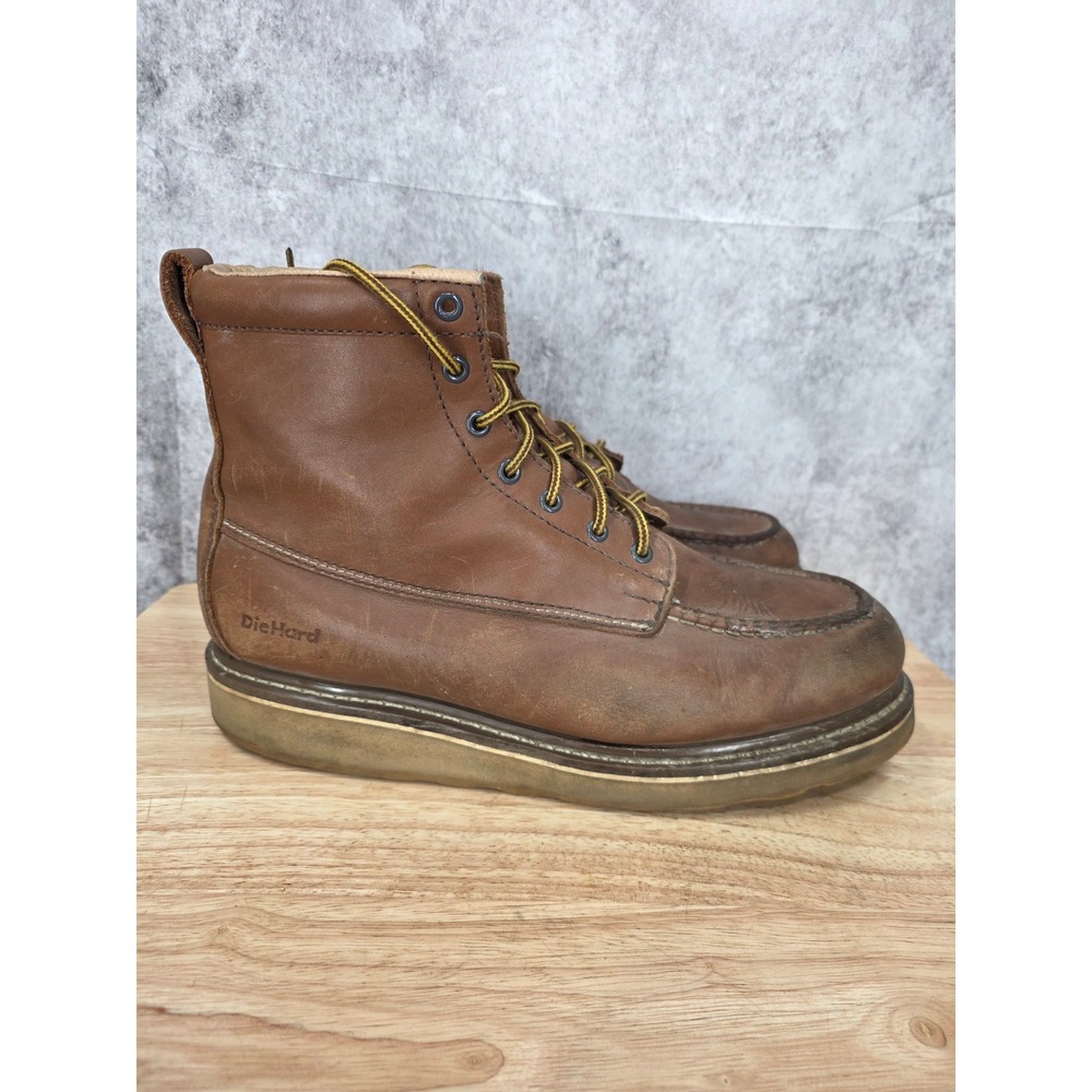 DieHard Work Boots Mens 13 EE Extra Wide SureTrack 6"  Brown Leather Moc Toe